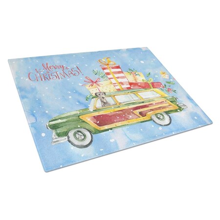 Carolines Treasures Merry Christmas Irish Wolfhound Glass Cutting Board Large CK2409LCB